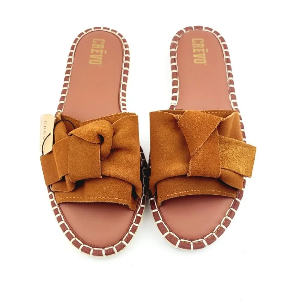 CREVO Women's Suede Bow‎ Slide Sandals - Size 10